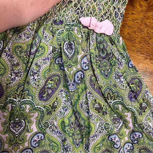 Trish Scully Child smocked paisley pink green dress size 3T - Picture 3 of 5